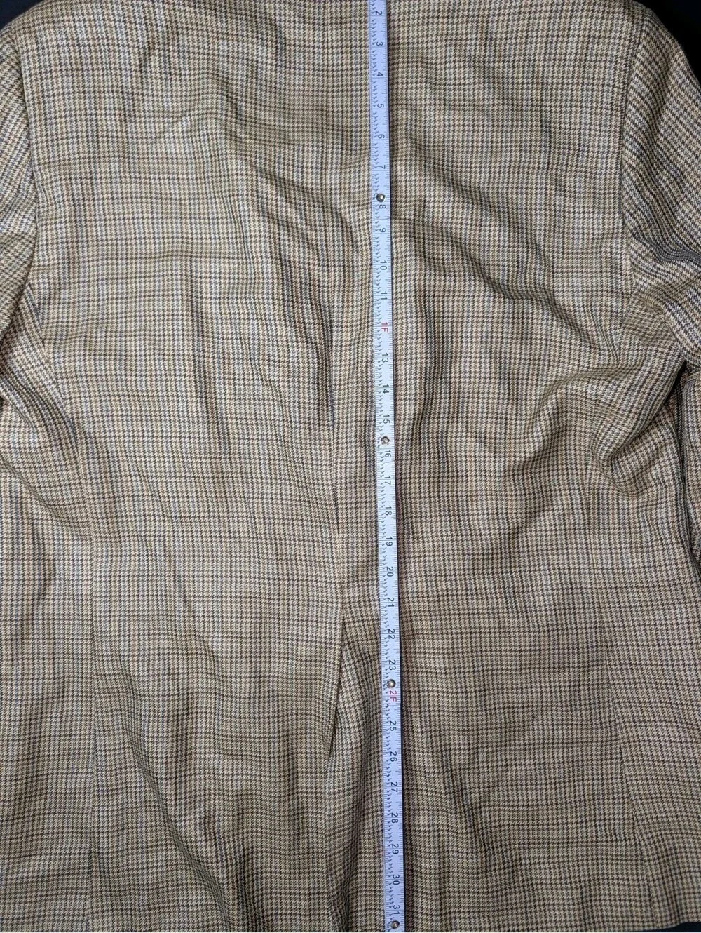 Chaps Blazer Sport Coat Silk Herringbone Tan Brown Blue 46R